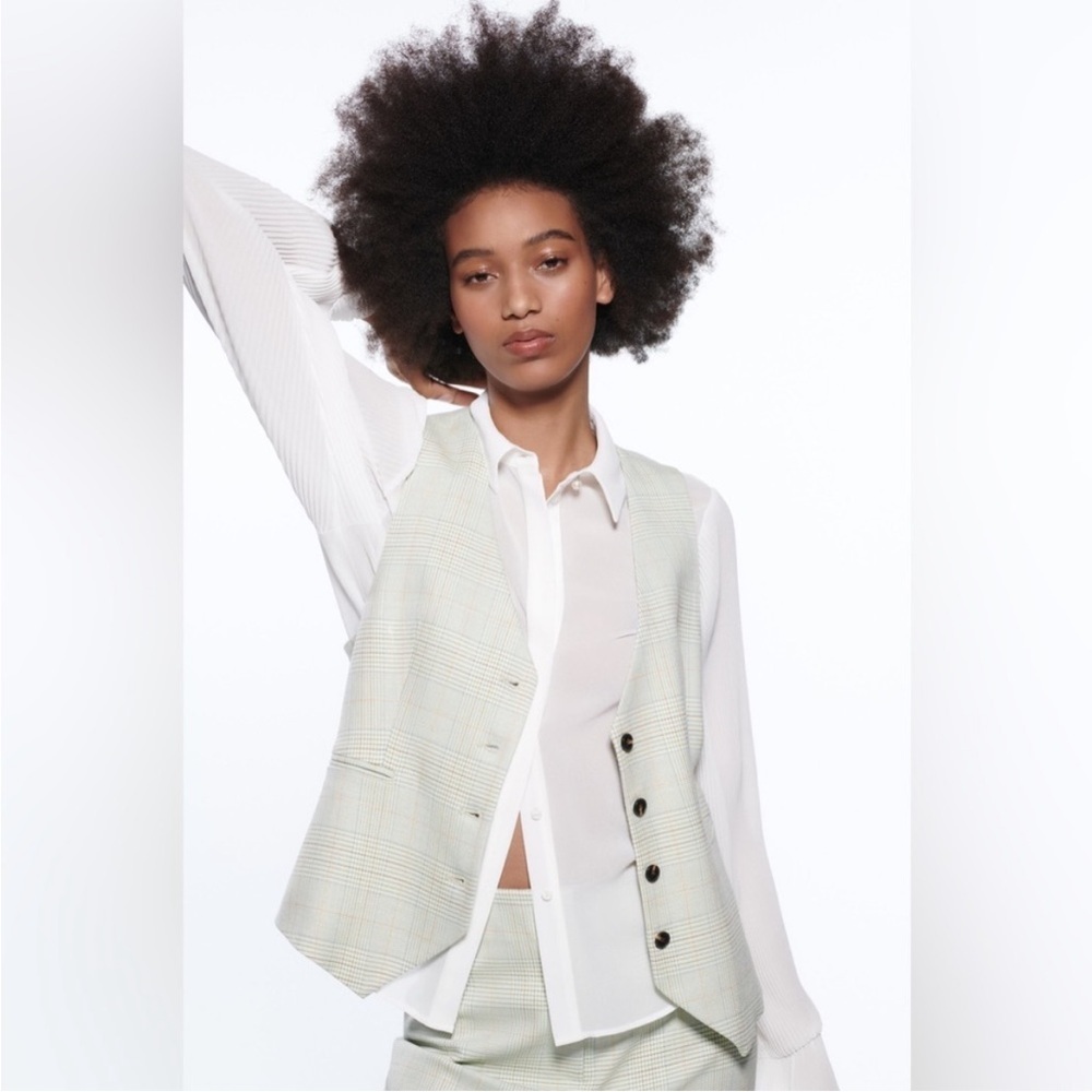 Zara Structured Plaid Vest